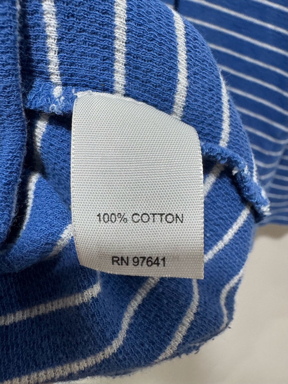J.Jill Blue‎ White Striped Henley Top 100% Cotton Long Sleeve Size L - Picture 5 of 5